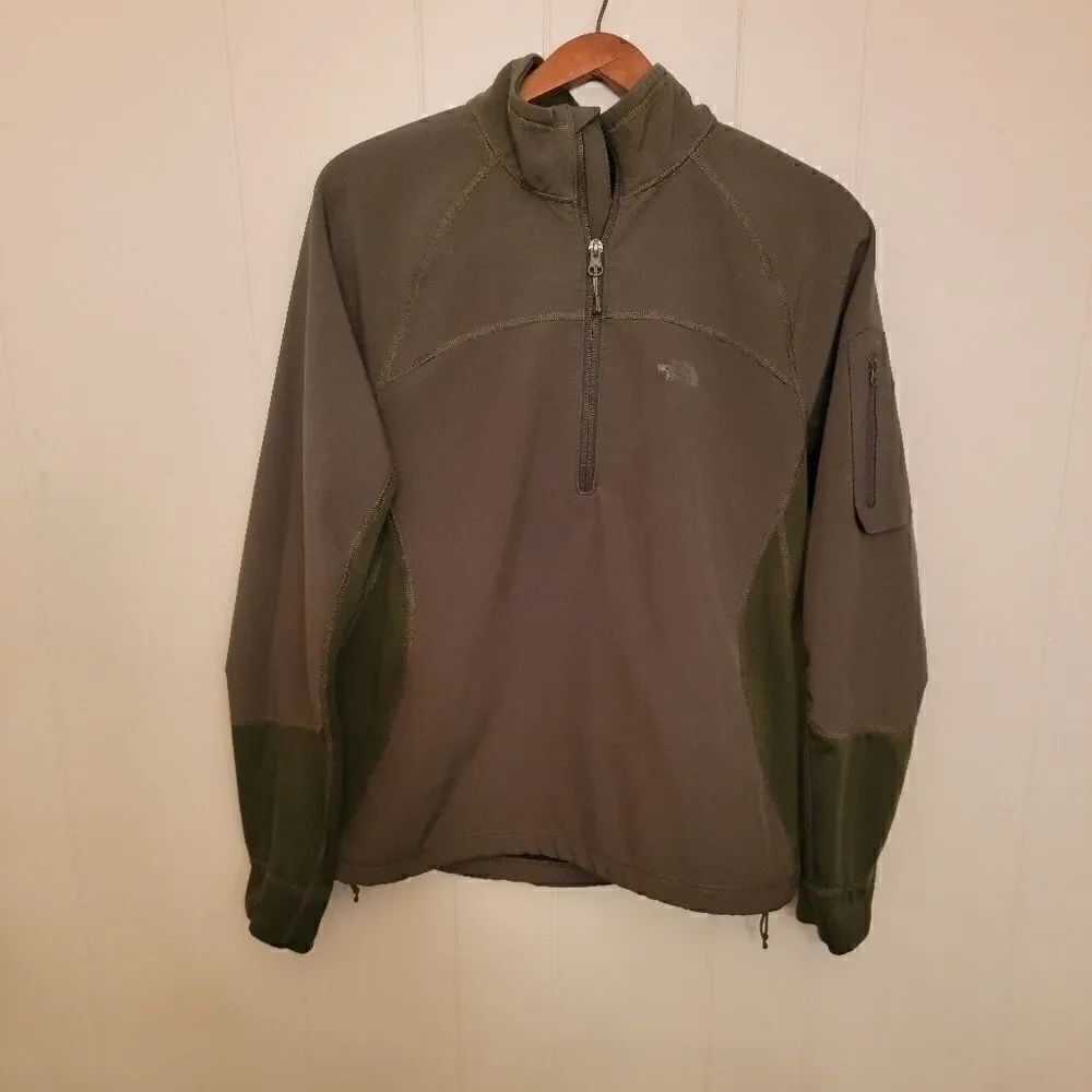 NORTH FACE army green quarter zip jacket small